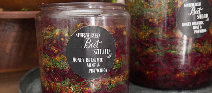 Spiralized Beet Salad with Mint & Pistachios