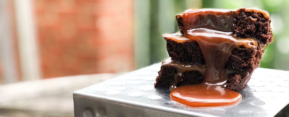 Brownies with Caramel Sauce
